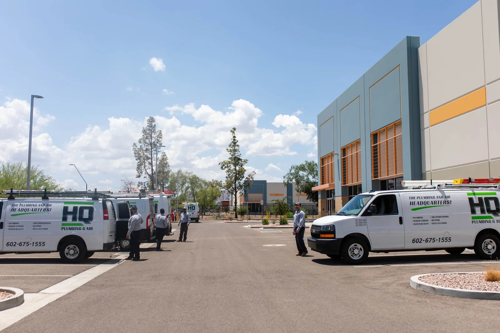 HQ Plumbing commercial crew at a Phoenix business